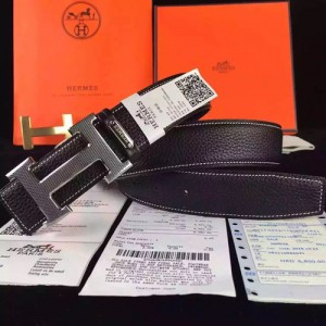Hermes belt-Hermes H spot inner wear steel buckle counter quality black belt